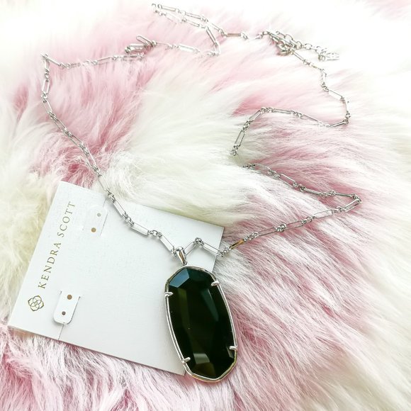 Silver Faceted Reid Black Cat's Eye Long Necklace - Picture 2 of 3